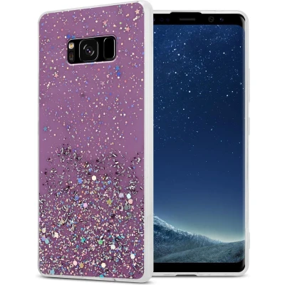Afbeelding van Cadorabo Hoesje geschikt voor Samsung Galaxy S8 in Paars met Glitter Beschermhoes van flexibel TPU silicone fonkelende glitters Case Cover Etui