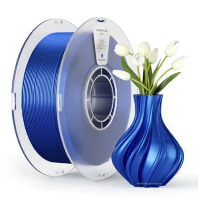 Afbeelding van kexcelled PLA Silk Filament 1,75 mm, Glanzend 3D Printer Filament, Dimensionale Nauwkeurigheid +/ 0,03 1 kg Spoel (2,2 lbs), Zijdeachtig Oppervlak, Vacuüm Verpakt, Nette Omwikkeling, Diepblauw