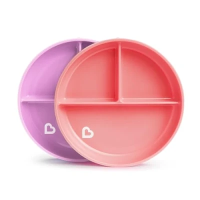 Afbeelding van Munchkin 2 Stuks Paars/Roze Bordjes met Zuignap 05191701