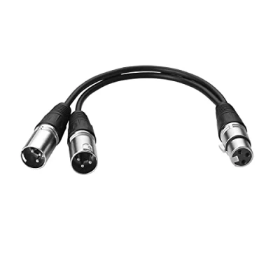 Afbeelding van S SIENOC 30cm Microfoonstekker kabel 3 pins XLR vrouwelijk naar Dual 2 mannelijke stekker Y splitter adapter (XLR(F) (M) x 2, zilver)