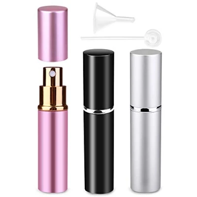 Afbeelding van Zingso Hervulbare reisparfumverstuiverflessen, 3 stuks 6 ml mini draagbare spuitflessen navulbare parfum aftershave verstuiver lege reisflessen met trechter.., 10ml (zwart+zilver+roze),