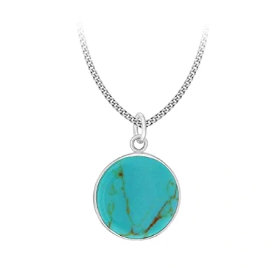 Afbeelding van Tuscany Silver Roloketting met hanger, sterling zilver, rond, turquoise, 46 cm (18 inch) Voor Dames