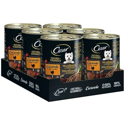 Afbeelding van Cesar Natural Goodness Premium hondenvoer in blikje, Casserole saus met kalkoen en superfoods 6 x 400 g