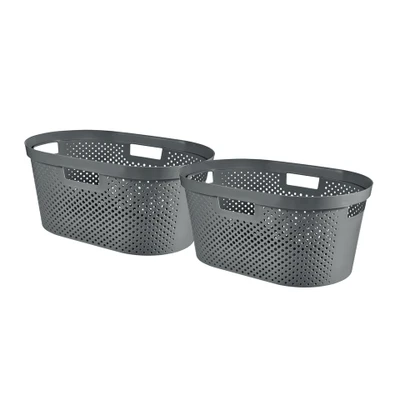 Afbeelding van Curver Infinity Recycled Dots Wasmand 40L 2 stuks Donkergrijs