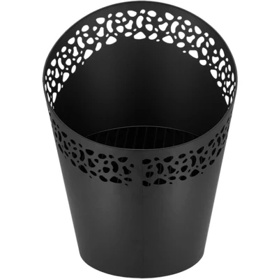 Afbeelding van Esschert Design Vuuremmer zwart laser cut rondjes