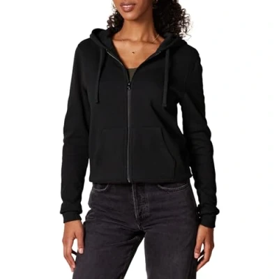 Afbeelding van Amazon Essentials Women&#039;s Fleecetrui van Franse badstof met volledige ritssluiting (verkrijgbaar in grote maten), Zwart, L