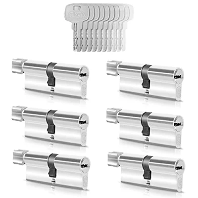 Afbeelding van GERCAR 6x knopcilinder gelijksluitend 6 slotcilinder 30/30 incl. 30 sleutels 60 mm deurslot cilinderslot met N+G functie gelijksluitende set van lengte: A:30 B:30
