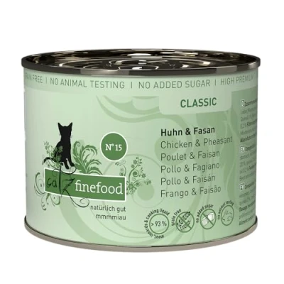 Afbeelding van catz finefood N 15 kip &amp; fazant fijn voedsel kattenvoer nat en verfijnd met Quinoa Kresse, 6 x 200 g blikjes