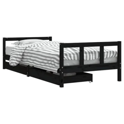 Afbeelding van Kinderbedframe Met Lades 80X160 cm Massief Grenenhout Zwart 90 x 200 /