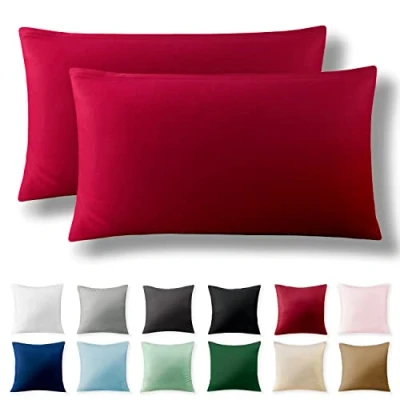 Afbeelding van Alreya Renforcé set van 2 kussenslopen 40 x 80 cm 100% katoen met YKK ritssluiting, superzachte kussensloop, kussenhoes, Oeko Tex® standaard gecertificeerd, Rood, alleen kussensloop