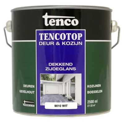 Afbeelding van Tenco TencoTop Deur &amp; Kozijn Dekkend Zijdeglans 2,5 ltr wit (RAL 9010) Buiten onderhoud