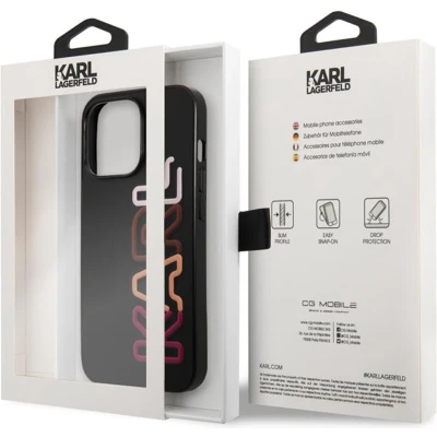 Afbeelding van iPhone 13 Pro Backcase hoesje Karl Lagerfeld Effen Zwart Kunstleer