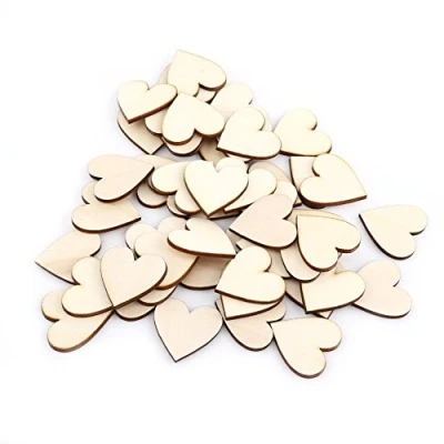 Afbeelding van Natuurlijke hart hout segmenten Blank houten versieringen decoratie voor bruiloft Valentine DIY Craft projecten Kerstmis (30mm 50 stuks)