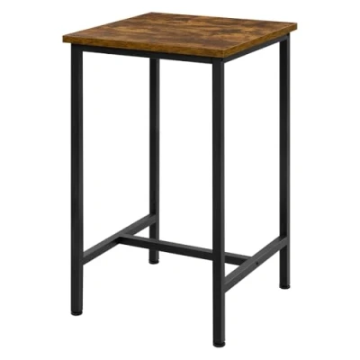 Afbeelding van WOLTU Bartafel, statafel, hoge tafel, 60 x 100 cm, tafel met metalen frame, bistrotafel, hoekig, voor bar, keuken, woonkamer, rustiek bruin, BT34vbn