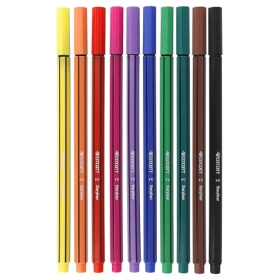 Afbeelding van Westcott STORYLINER fineliner Mix 10 stuks, premium met 0,4 mm lijndikte, nauwkeurige lijnvoering, metalen gezette punt, sneldrogende inkt op waterbasis, E 744256 00