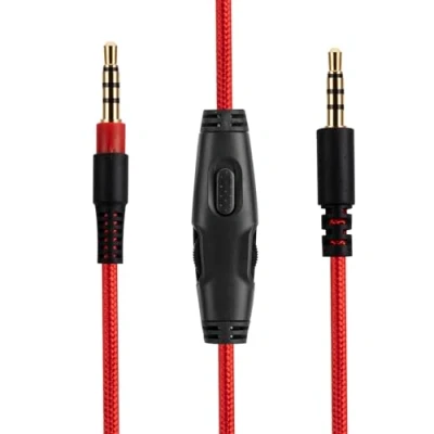 Afbeelding van HyperX Cloud Alpha Reservekabel, compatibel met gaming headset, inline mute schakelaar, volumeregeling microfoon, 1,5 meter hoofdtelefoon audio verlengkabel