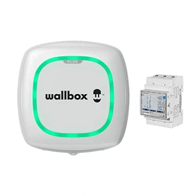 Afbeelding van Wallbox Pulsar Plus Opladen op zonne energie oplader voor elektrische voertuigen (22 kW, 5 meter, type 2, wifi, Bluetooth, OCPP, binnen en buiten), wit + Power Boost, driefasig