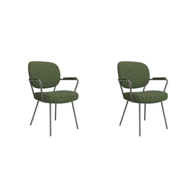 Afbeelding van Label51 Lausanne eetkamerstoel bouclé groen/groen Boucle