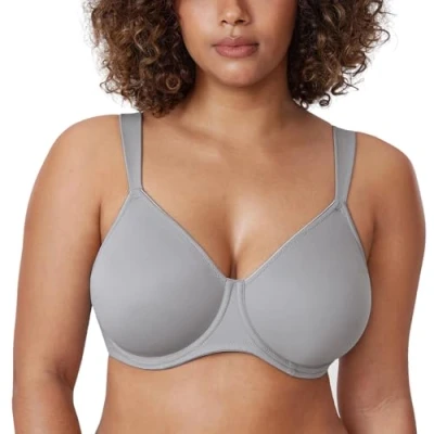 Afbeelding van DELIMIRA Minimizer beha Voor Dames Met Volledige Dekking Plus Size Niet gewatteerde Steun Kwantum Grijs 85D