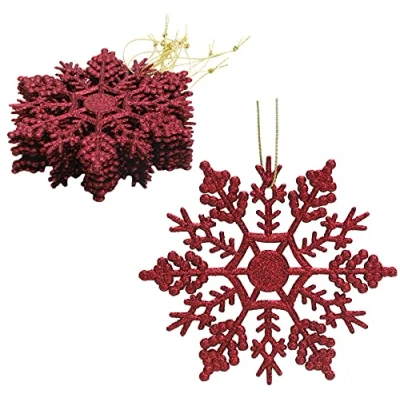 Afbeelding van Christmas Concepts® Pack van 12 10cm Glitter Sneeuwvlok Hangende Decoraties Kerstversiering