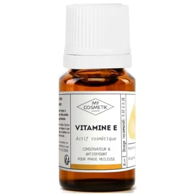 Afbeelding van MY COSMETIK Vitamine E tocoferol cosmetische werkzame stof conserveermiddel en antioxidant 100% puur plantaardige oorsprong 30 ml