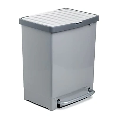 Afbeelding van TATAY Pedaalemmer, recycling, inhoud 25 l (met scheidingswand 17 + 8 l), afneembaar, BPA vrij polypropyleen, grijs