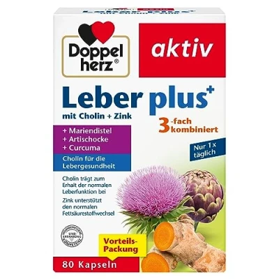 Afbeelding van Doppelherz Lever plus met choline als bijdrage aan het behoud van de normale leverfunctie en een normaal vetmetabolisme 80 capsules