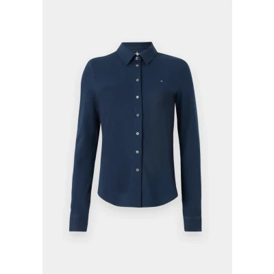 Afbeelding van Tommy Hilfiger SLIM Button DOWN Overhemdblouse, Dames, Maat: 3XL, Dark night navy