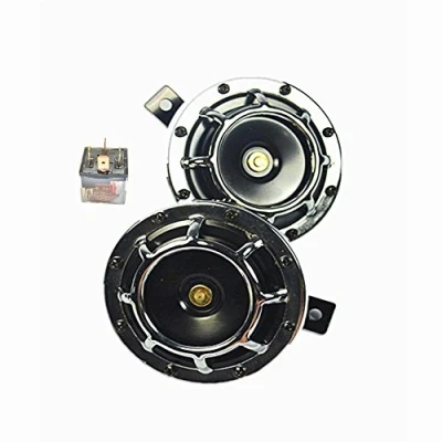 Afbeelding van Yida 12V 135dB Claxon elektrische dubbele hoorn metalen met houder auto schijfhoorn hoge en lage bas zwarte voor bestelwagen vrachtwagen SUV camper motorfiets boot