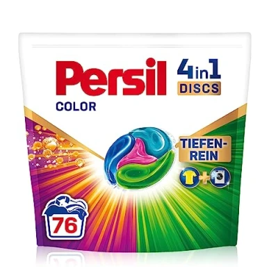 Afbeelding van Persil 4 in 1 Color Discs (76 wasladingen), wasmiddel met diepreinigende technologie, kleurwasmiddel voor zuivere was en hygiënische frisheid de machine