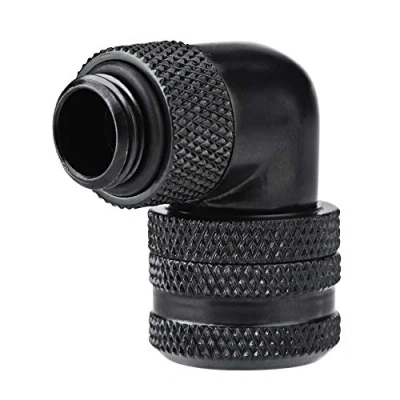 Afbeelding van Tonysa G1/4 schroefdraad buisfitting, PC waterkoeling Two Touch draad 90 graden elleboog connector voor 14 MM buis, Zwart