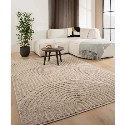 Afbeelding van Scandinavisch Vloerkleed Arc Curve Beige 80x150 Cm