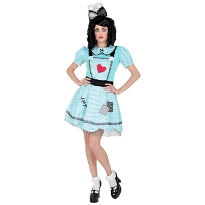 Afbeelding van Widmann Pop Kostuum Schattige Freaky Vrouw Blauw Small Halloween Verkleedkleding