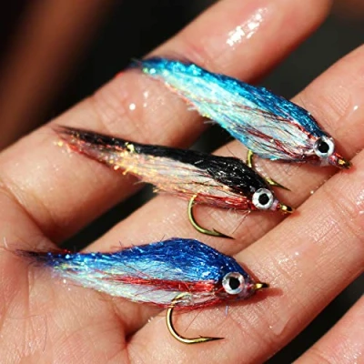 Afbeelding van Tigofly 12 stuks Gewonde Minnow Fly Ice Dub UV Polar Fry Langzaam Zalm Forel Steelhead Vliegvissen Kunstaas Set Size 8