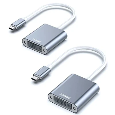 Afbeelding van BENFEI USB Type C (Thunderbolt 3) naar DVI 2 Pack Adapter, 3.1 (USB C) D Adapter Male Female Converter Compatibel voor Apple Nieuwe MacBook [2022,2021,2019]