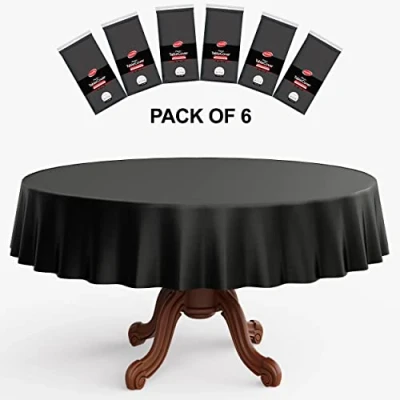 Afbeelding van Neatiffy Rond plastic tafelkleed, 84 inch, voor picknick/feest/banket (wegwerp/herbruikbaar), zwart