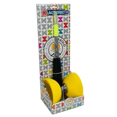Afbeelding van Diabolo geel met aluminium stokken 105 mm doorsnede
