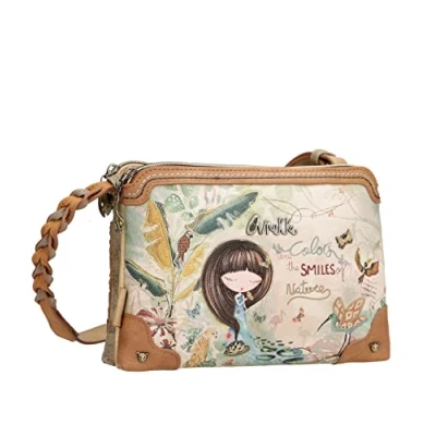 Afbeelding van Anekke Damestas schoudertas van kunstleer met drievoudig vak ritssluiting Amazonia accessoires en voor dames 23 x 16 8 cm, Meerkleurig, One Size