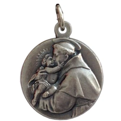 Afbeelding van Medaille van Sint Antonius Medailles patroonheiligen, Verzilverd messing, Geen edelsteen
