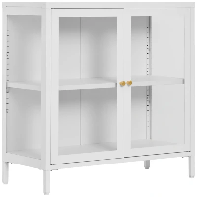 Afbeelding van House Nordic Dalby Wit / Glas Opbergkast 2 Deuren