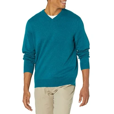 Afbeelding van Amazon Essentials V hals Trui, Teal Heide, XL