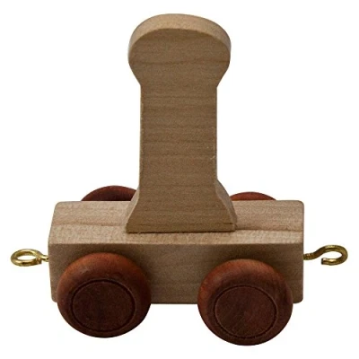 Afbeelding van treinkarretje letter I hout beige 5 x 3,5 6 cm