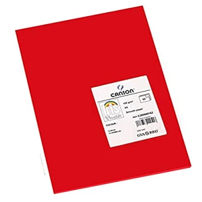 Afbeelding van Canson Iris Vivaldi A4 120 gsm Glad Kleurpapier Licht Grijs 185gsm 50 vel 21x29.7cm Rood