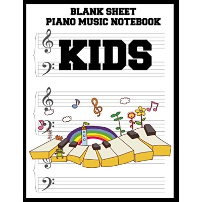 Afbeelding van Blank Sheet Piano Music Notebook Kids: 100 Pages of Wide Staff Paper (8.5x11), perfect for learning