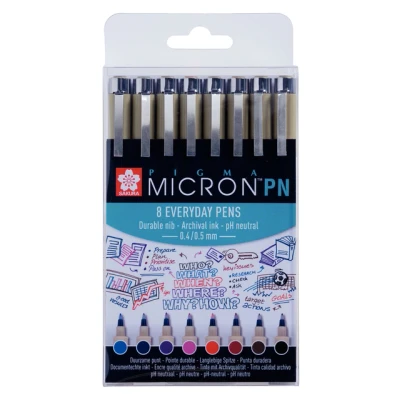 Afbeelding van Fineliner Sakura pigma micron 0.4mm blister à 8 stuks assorti