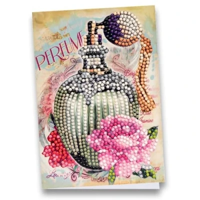 Afbeelding van Ideen mit Herz Wenskaart met diamondpainting, DIN B6, 11,5 x 16,5 cm, 370 g/m², envelop en gereedschap, parfumflacon
