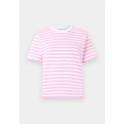 Afbeelding van ONLY Onllivina Stripe Tshirt print, Dames, Maat: Small, Bonbon/white