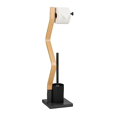 Afbeelding van toiletrolhouder staand met toiletborstelhouder en wc borstel 75x18,5x18,5 cm