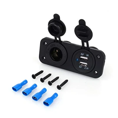 Afbeelding van EBTOOLS dubbele USB opladeraansluiting, auto sigarettenaansteker splitter 12V oplader voedingsadapteruitgang