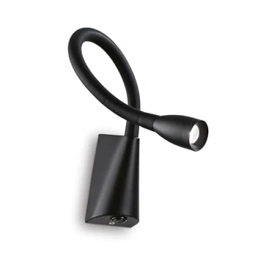 Afbeelding van Ideal lux, wandlamp + plafondlamp, GOOSE LED 3W zwart warm wit 142692 (200 lm)